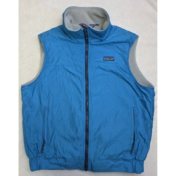 Vtg 80s Patagonia Vest Blue Fleece Nylon Shelled Synchilla Size 11/12 Women S?